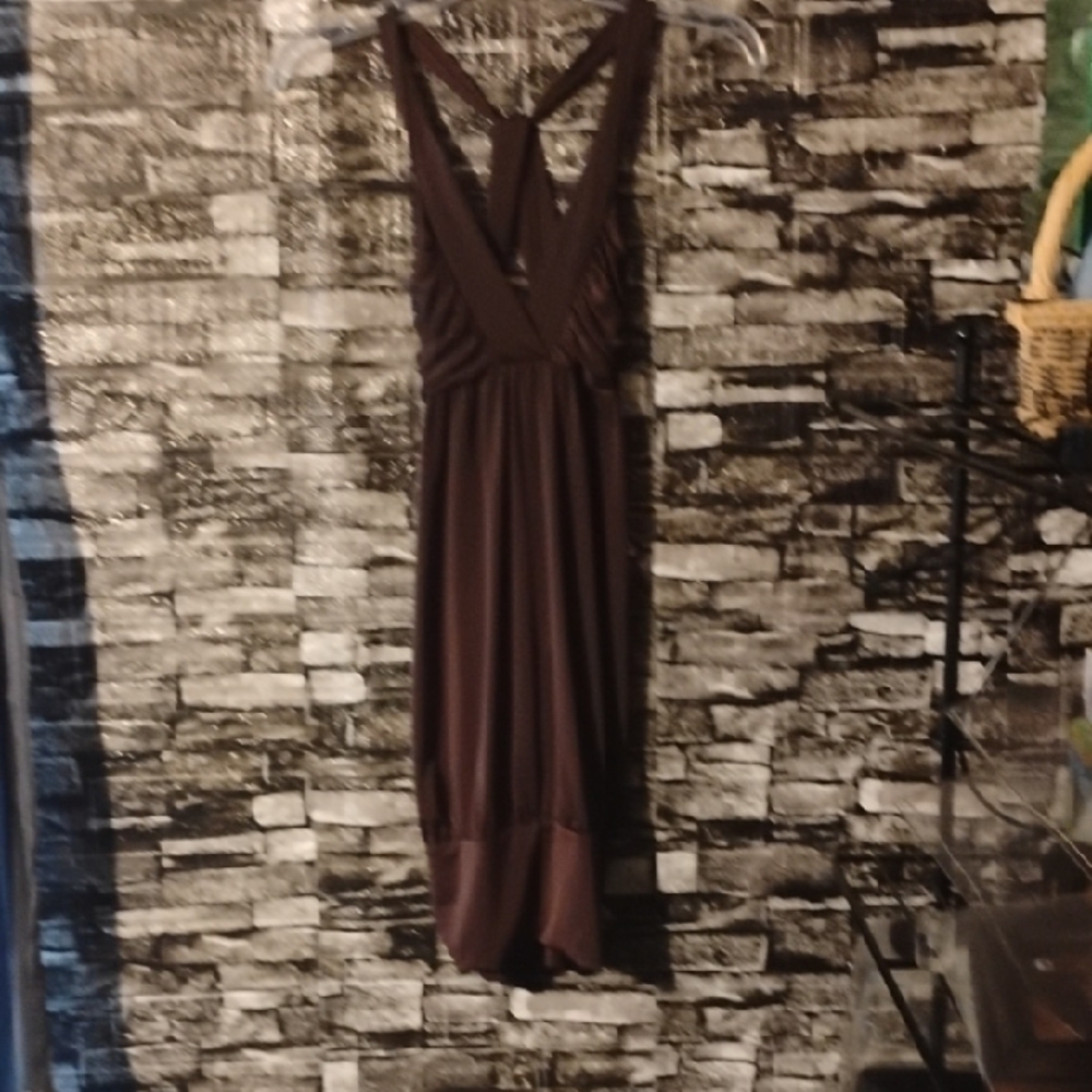 Misope Elegant Brown Sleeveless Dress